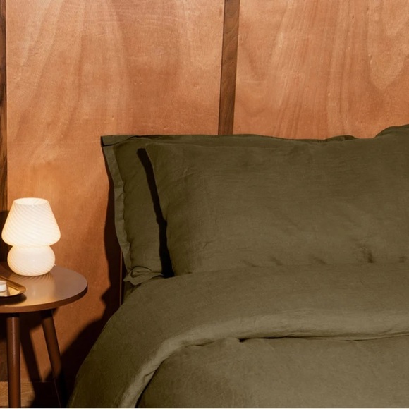 LINGE PARTICULIER 100%LINEN PILLOWCASE MEDIUM KAKI made in FRANCE 65X65cm - Picture 4 of 9